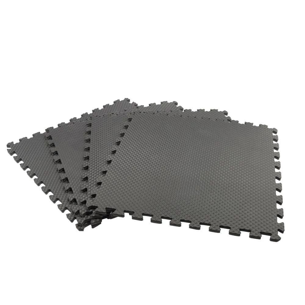 Black/Gray 24 in. x 24 in. x 0.47 in. Foam Dual Sided Gym Floor Tiles (4 Tiles/Pack (16 sq. ft.) by TrafficMaster