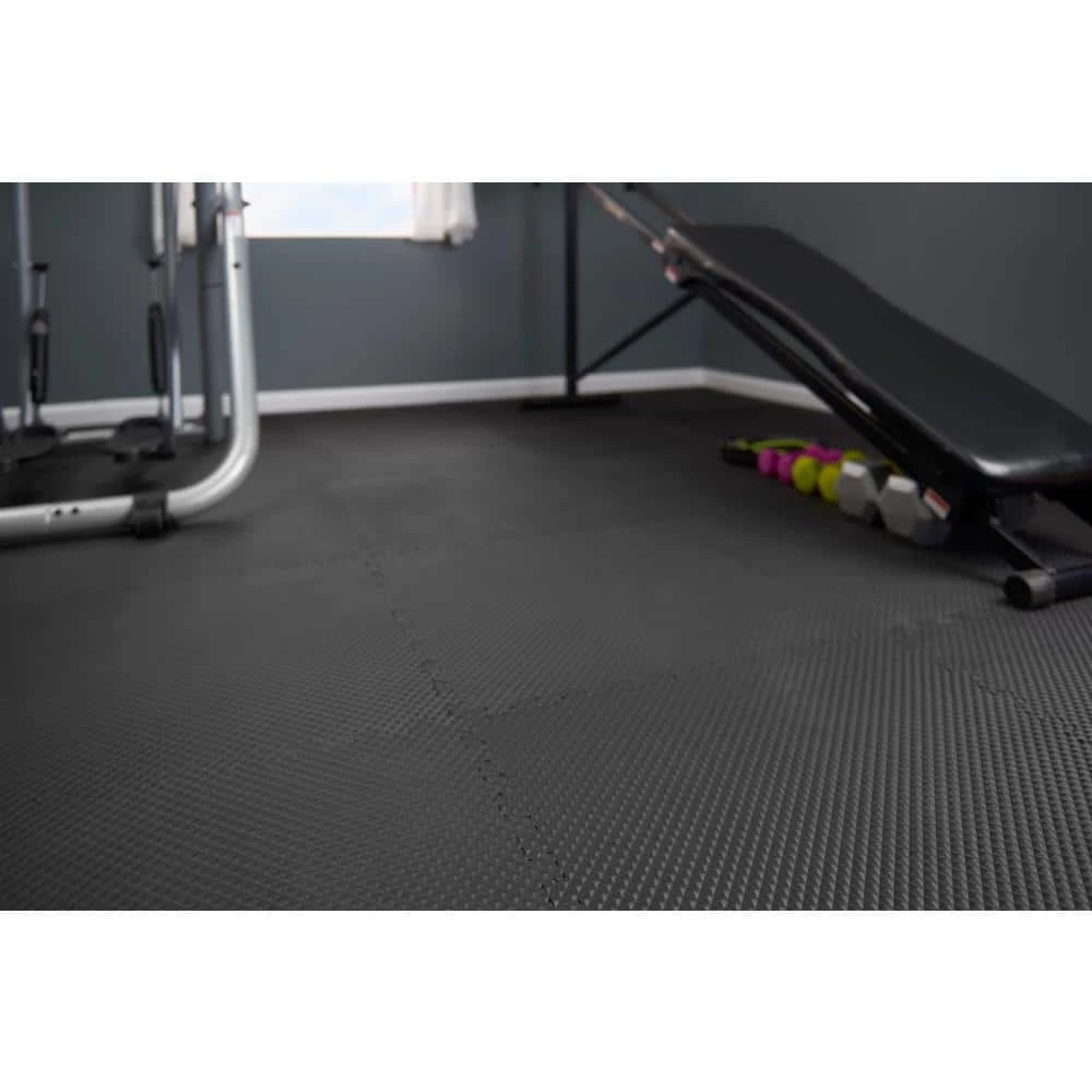 Black/Gray 24 in. x 24 in. x 0.47 in. Foam Dual Sided Gym Floor Tiles (4 Tiles/Pack (16 sq. ft.) by TrafficMaster - Image 2