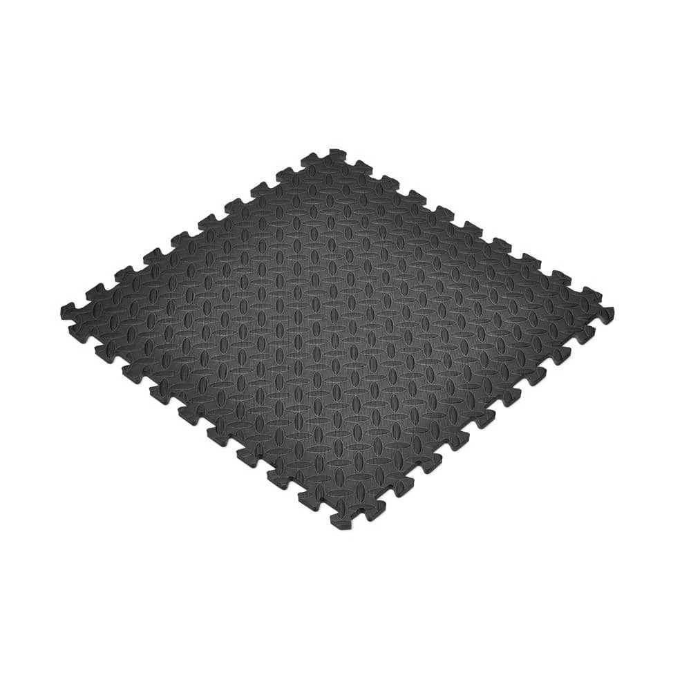 Black 24 in. W x 24 in. L x 0.47 in. Foam Interlocking Gym Floor Tiles (6 Tiles/Pack) (24 sq. ft.) by TrafficMaster