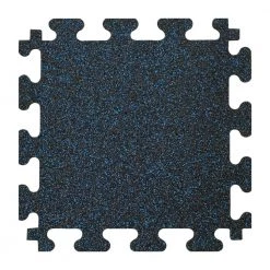 Black with Blue Flecks 18 in. x 18 in. x 0.3 in. Rubber Gym Floor Tiles (6 Tiles/Pack) (14.32 sq. ft.) by TrafficMaster