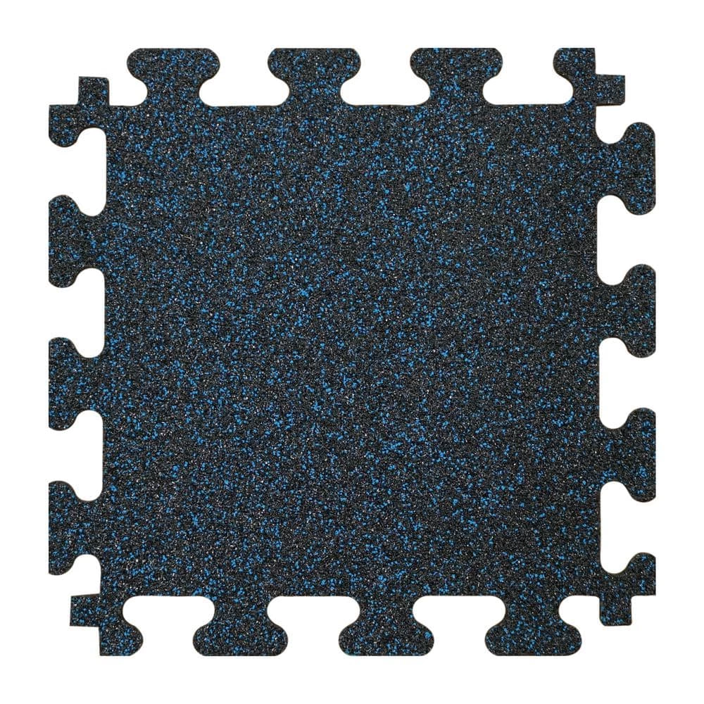Black with Blue Flecks 18 in. x 18 in. x 0.3 in. Rubber Gym Floor Tiles (6 Tiles/Pack) (14.32 sq. ft.) by TrafficMaster