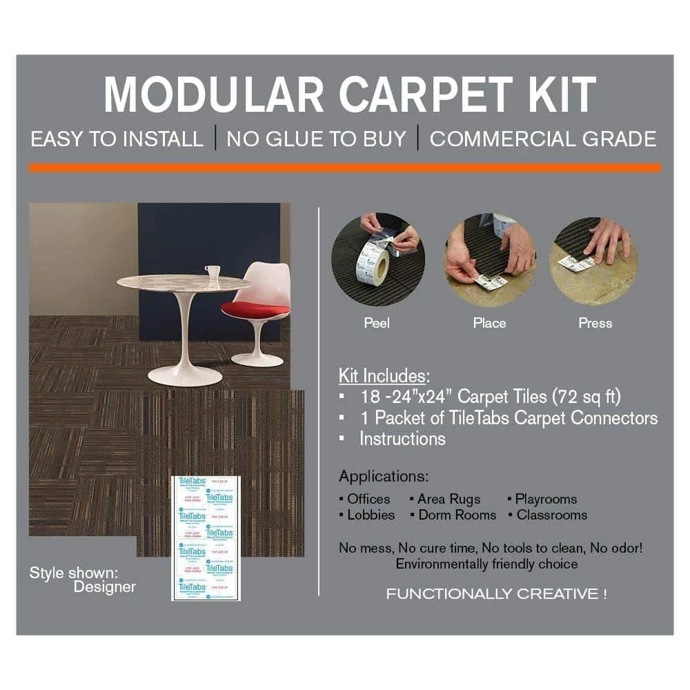 Designer Brown Commercial 24 in. x 24 Peel and Stick Carpet Tile (18 Tiles/Case) 72 sq. ft. by TrafficMaster - Image 4