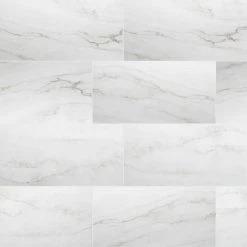 12 in. W x 24 in. L Calacatta Consilio Rigid Core Click Lock Luxury Vinyl Tile Flooring (66-case/1278.42 sq. ft./pallet) by TrafficMaster