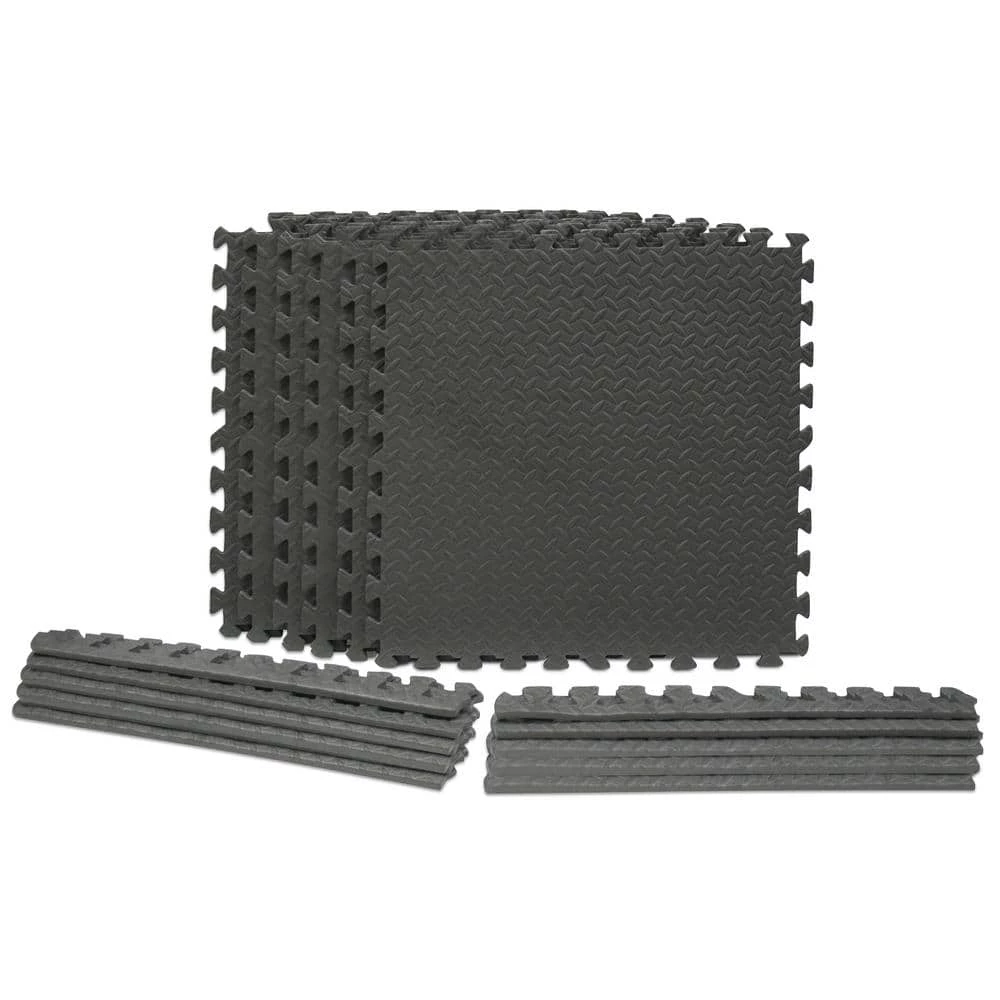 Dark Gray 24 in. x 24 in. x 0.47 in. Foam Interlocking Gym Floor Tiles (6 Tiles/Pack) (24 sq. ft.) by TrafficMaster