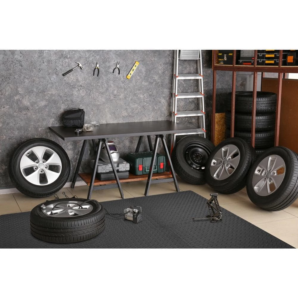 Dark Gray 24 in. x 24 in. x 0.47 in. Foam Interlocking Gym Floor Tiles (6 Tiles/Pack) (24 sq. ft.) by TrafficMaster - Image 4