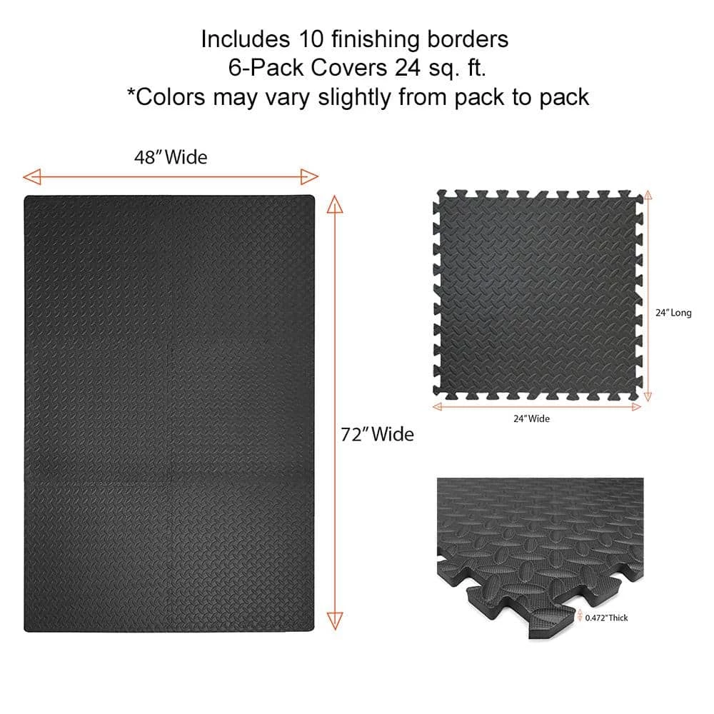 Dark Gray 24 in. x 24 in. x 0.47 in. Foam Interlocking Gym Floor Tiles (6 Tiles/Pack) (24 sq. ft.) by TrafficMaster - Image 6