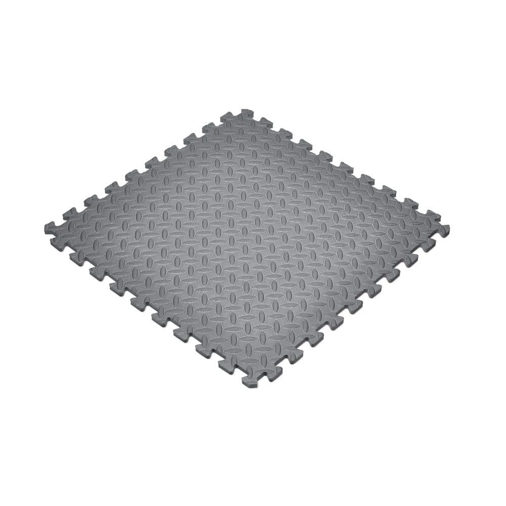 Gray 24 in. W x 24 in. L x 0.47 in. T Foam Interlocking Gym Floor Tiles (6 Tiles/Pack) (24 sq. ft.) by TrafficMaster