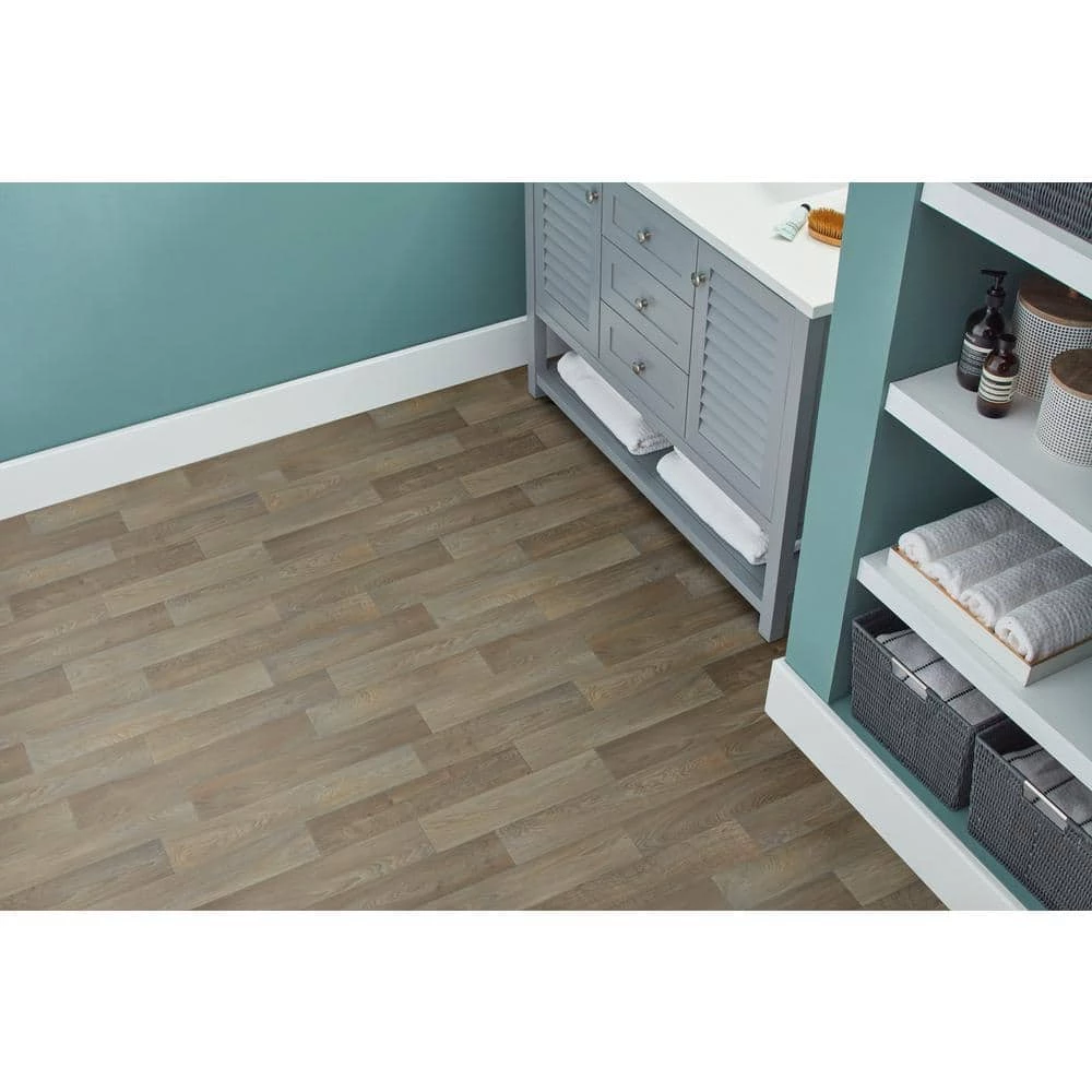 Greyed Oak Wood Residential Vinyl Sheet Flooring 12 ft. Wide x Cut to Length by TrafficMaster - Image 5
