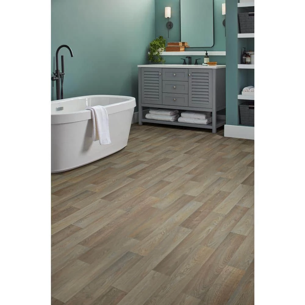 Greyed Oak Wood Residential Vinyl Sheet Flooring 12 ft. Wide x Cut to Length by TrafficMaster - Image 2