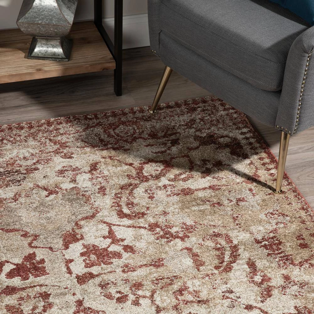 Provincial 4 Paprika 9 ft. 6 x 13 ft. 2 Distressed Persian Area Rug by Addison Rugs - Image 3