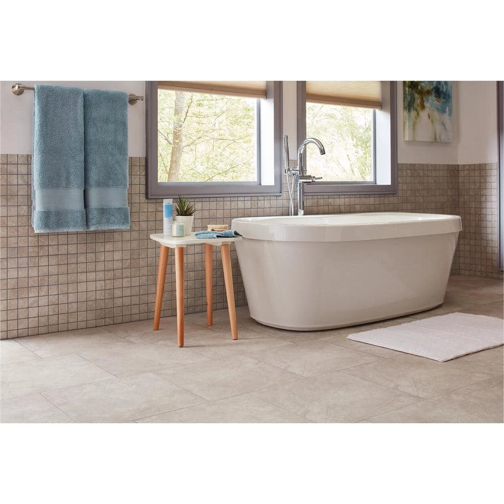 Portland Stone Gray 18 in. x 18 in. Glazed Ceramic Floor and Wall Tile (17.44 sq. ft. / case) by TrafficMaster - Image 9
