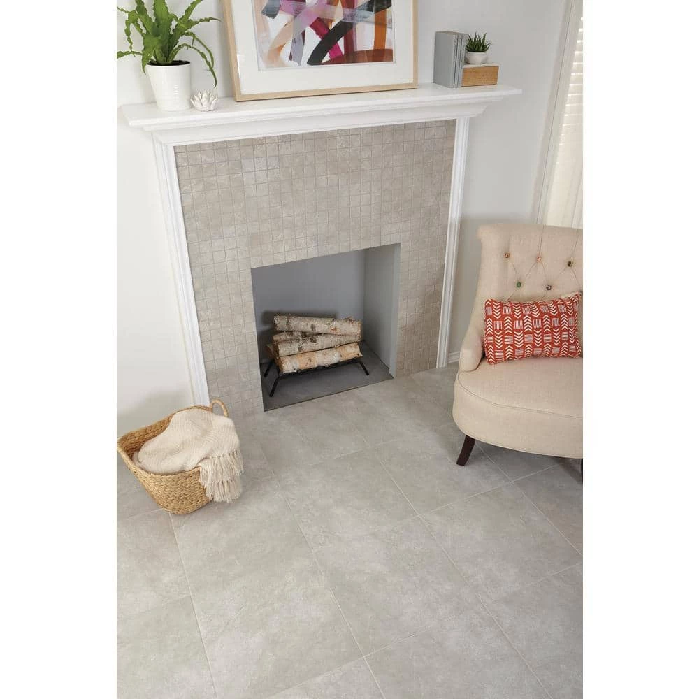 Portland Stone Gray 18 in. x 18 in. Glazed Ceramic Floor and Wall Tile (17.44 sq. ft. / case) by TrafficMaster - Image 12