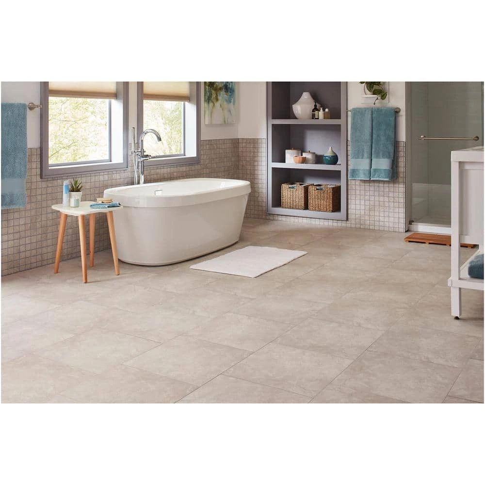 Portland Stone Gray 18 in. x 18 in. Glazed Ceramic Floor and Wall Tile (17.44 sq. ft. / case) by TrafficMaster - Image 2