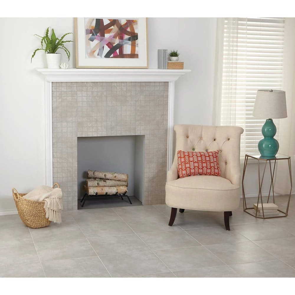 Portland Stone Gray 18 in. x 18 in. Glazed Ceramic Floor and Wall Tile (17.44 sq. ft. / case) by TrafficMaster - Image 11