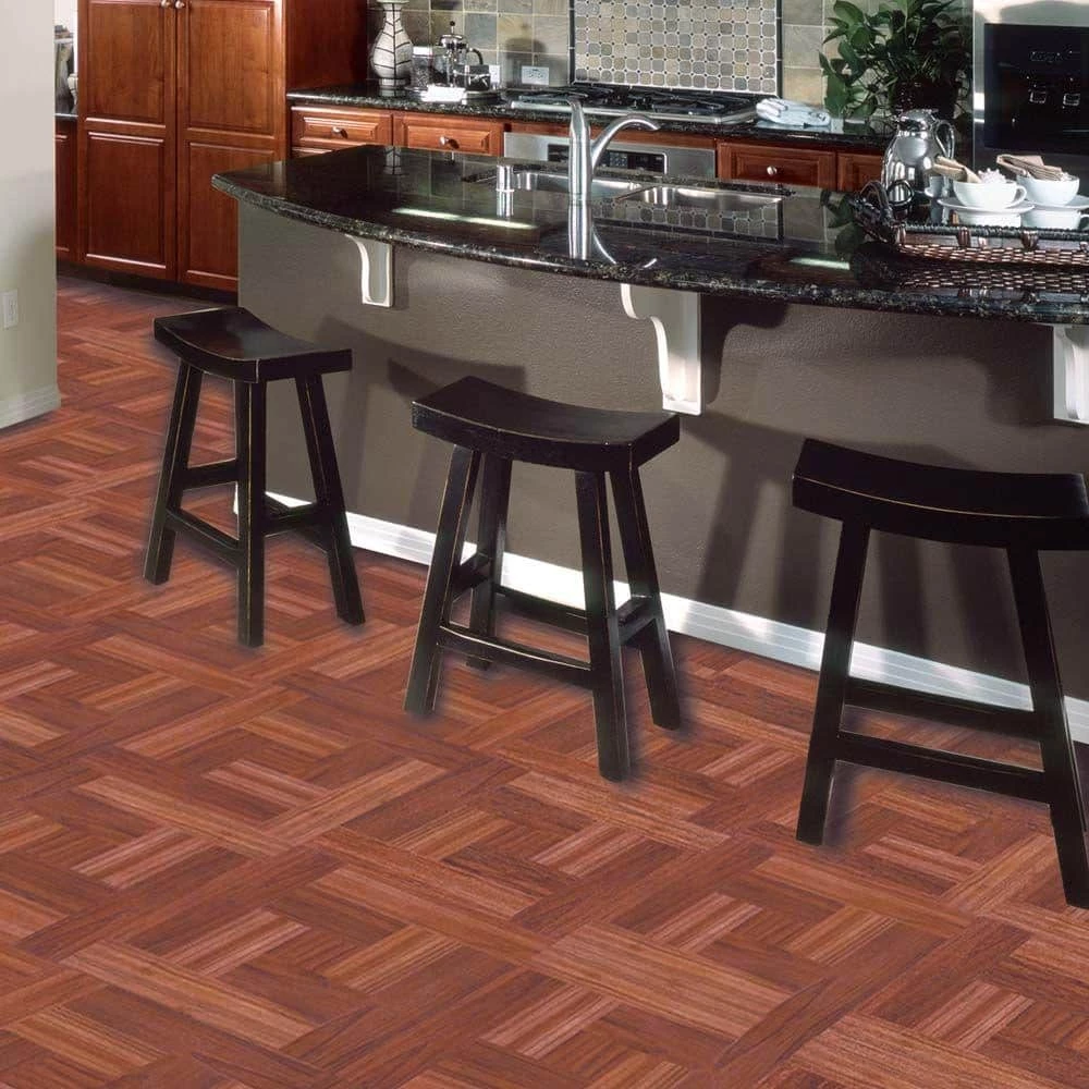 Red Oak Parquet 12 in. x 12 in. Peel and Stick Vinyl Tile Flooring (30 sq. ft. / case) by TrafficMaster - Image 2