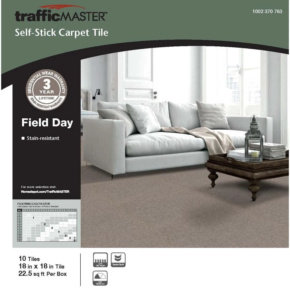 Field Day Brown Residential 18 in. x 18 Peel and Stick Carpet Tile (10 Tiles/Case) 22.50 sq. ft. by TrafficMaster - Image 2