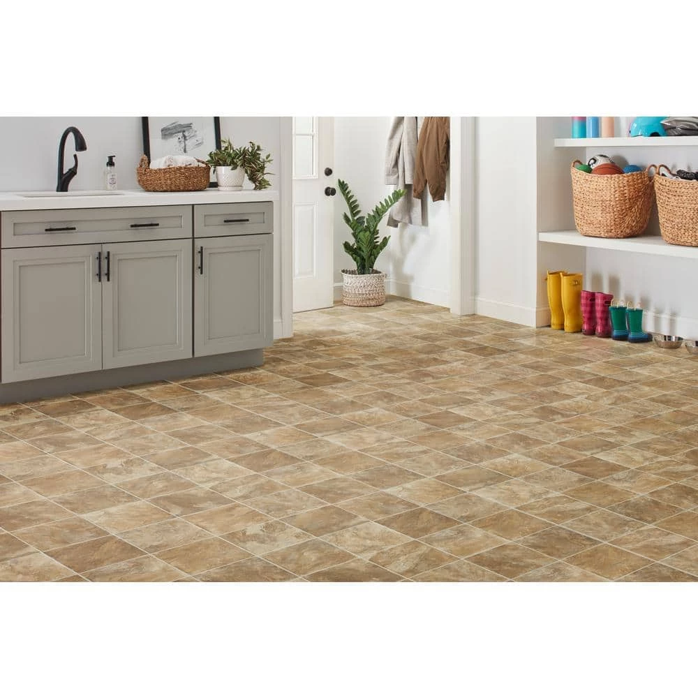 Pro Basic Refined Slate Neutral Stone Residential Vinyl Sheet Flooring 12ft. Wide x Cut to Length by TrafficMaster - Image 2