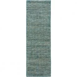Dexter 1 Teal 2 ft. 3 in. x 7 ft. 6 in. Tonal Solid Wool and Viscose Indoor Area Rug Runner by Addison Rugs