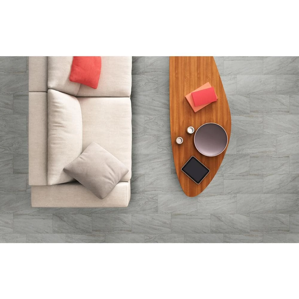 Vigo Gris 12 in. x 24 in. Matte Ceramic Stone Look Floor and Wall Tile (16 sq. ft./Case) by TrafficMaster - Image 2