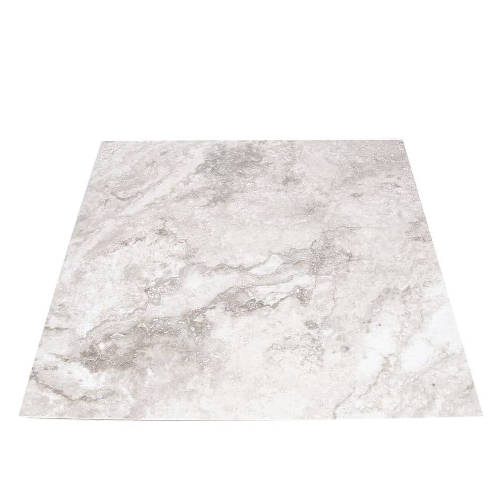 Groutable 18 in. x 18 in. White and Grey Travertine Peel and Stick Vinyl Tile (36 sq. ft. / case) by TrafficMaster - Image 5