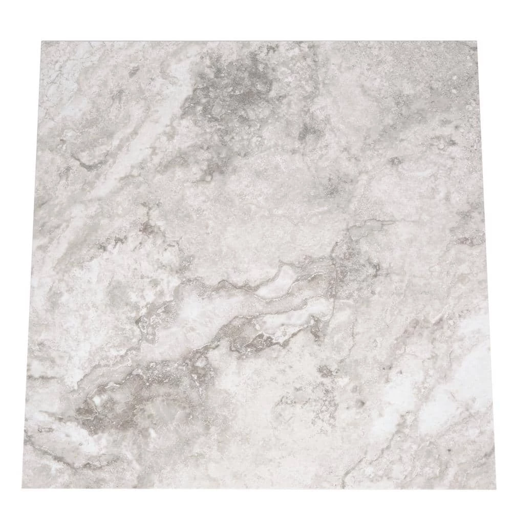 Groutable 18 in. x 18 in. White and Grey Travertine Peel and Stick Vinyl Tile (36 sq. ft. / case) by TrafficMaster - Image 3